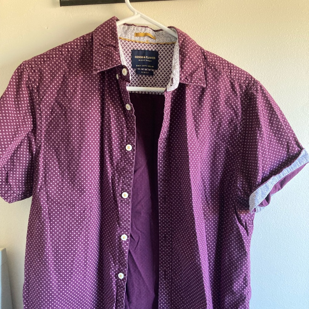 Mens Denim and Flower dress shirt